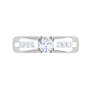 0.50 cts Solitaire with Princess Cut Diamonds Shank Platinum Ring JL PT RC RD 275   Jewelove.US