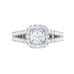 Load image into Gallery viewer, 0.50cts Halo Cushion Solitaire Diamond Split Shank Platinum Ring JL PT WB5815E   Jewelove.US
