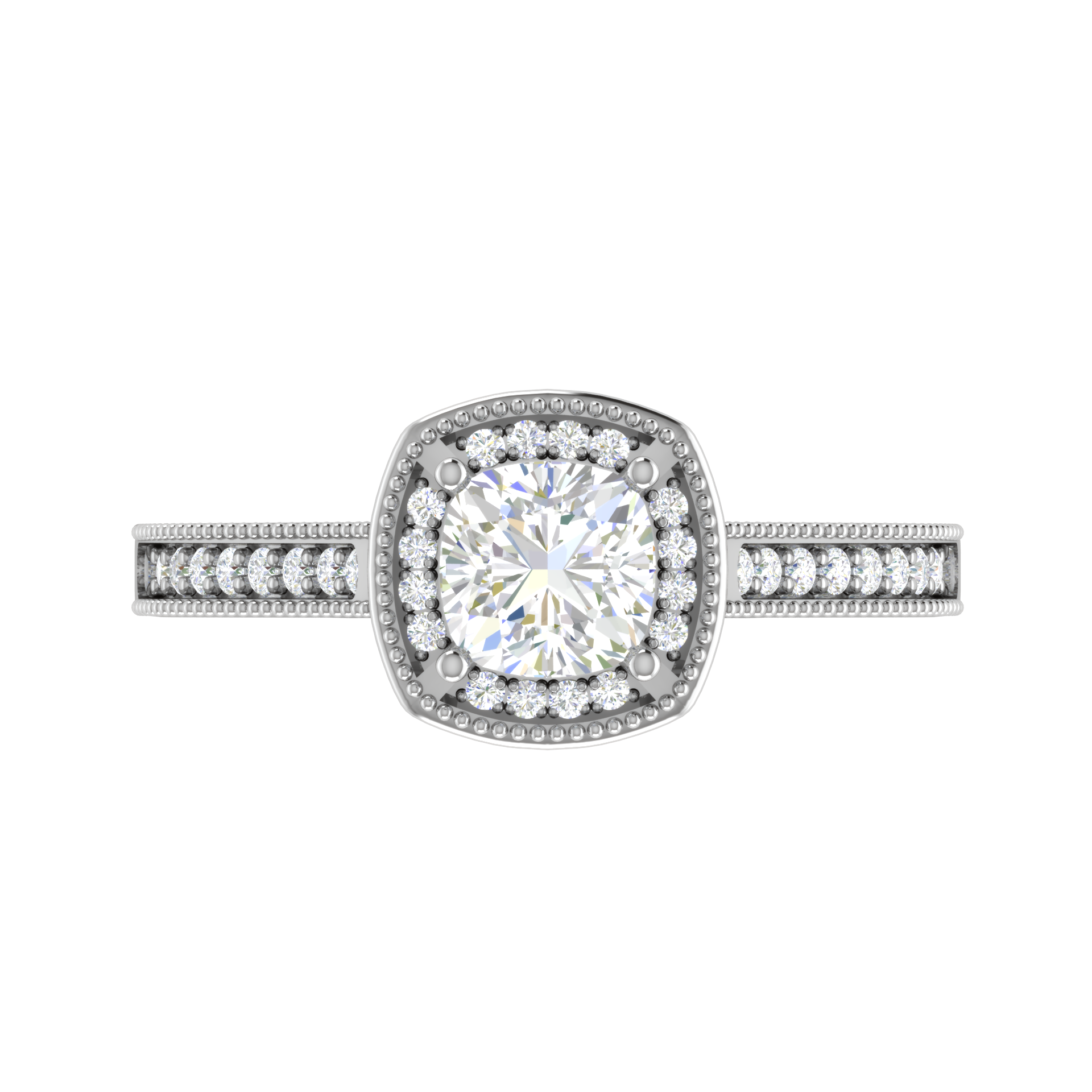 0.50 cts Solitaire Square Halo Diamond Shank Platinum Ring JL PT RH RD 170   Jewelove.US