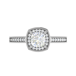 0.50 cts Solitaire Square Halo Diamond Shank Platinum Ring JL PT RH RD 170   Jewelove.US