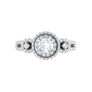 0.50 cts. Solitaire Double Halo Diamond Split Shank Platinum Ring JL PT RP CU 191   Jewelove.US