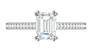 0.50cts Emerald Cut Solitaire Diamond Shank Platinum Ring JL PT RC EM 152-A   Jewelove.US