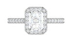 Load image into Gallery viewer, 0.70 cts Emerald Cut Solitaire Halo Diamond Shank Platinum Ring JL PT RH RAD 136   Jewelove.US
