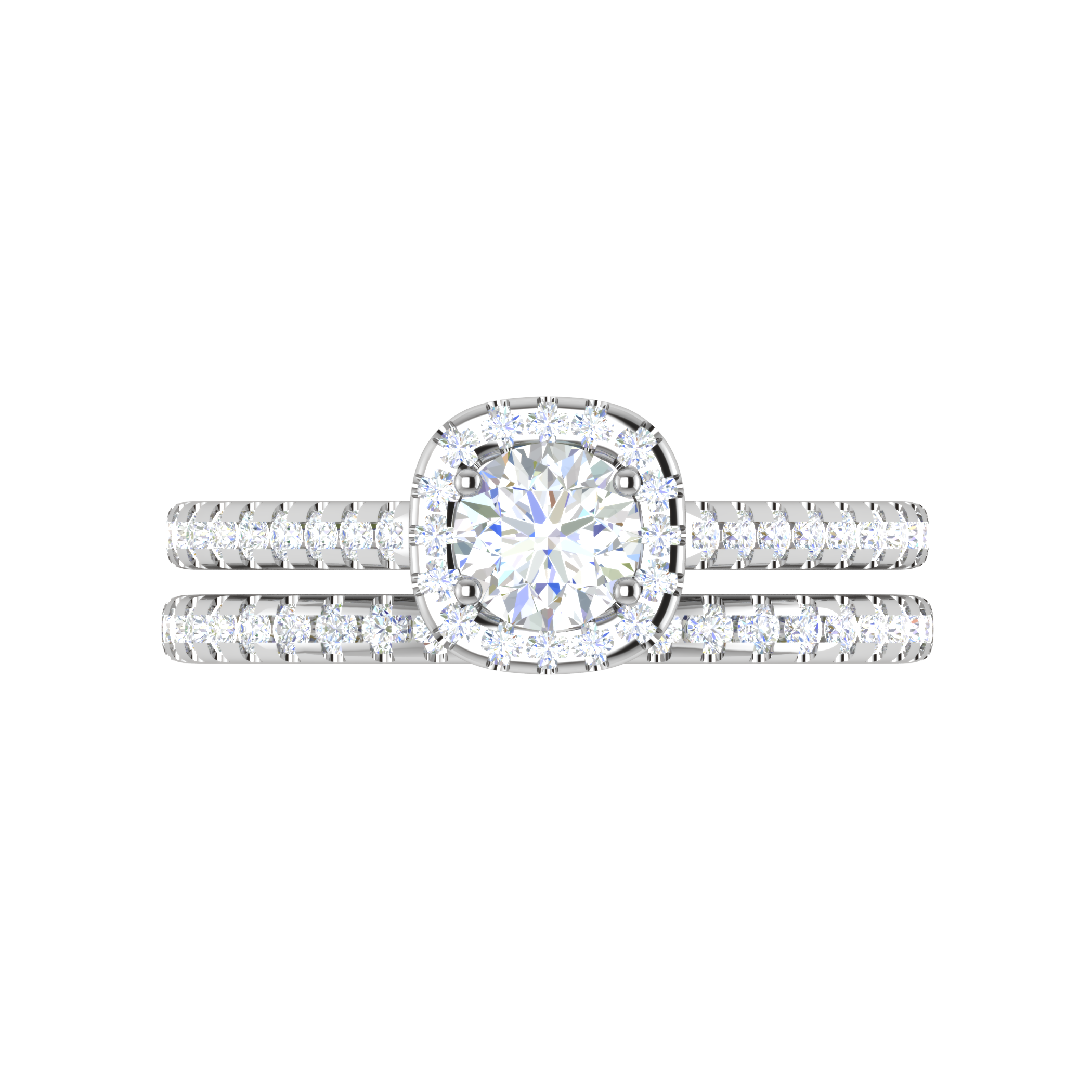 0.50 cts Solitaire Halo Diamond Split Shank Platinum Ring JL PT RH RD 297   Jewelove.US