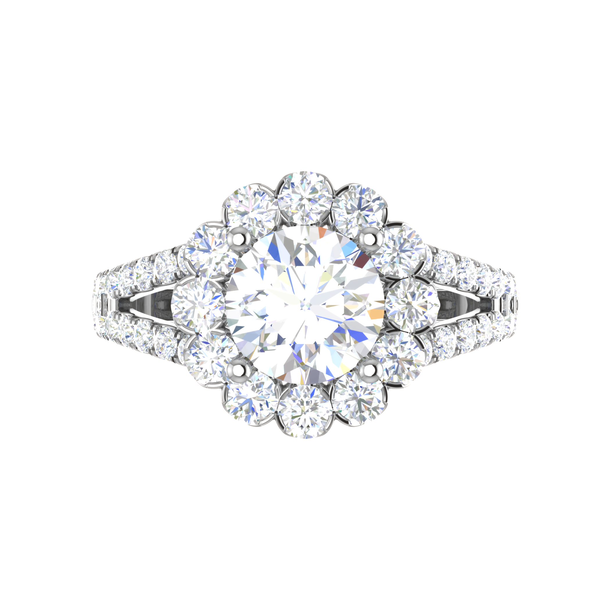 0.50cts Solitaire Halo Diamond Split Shank Platinum Ring JL PT WB5798E   Jewelove.US