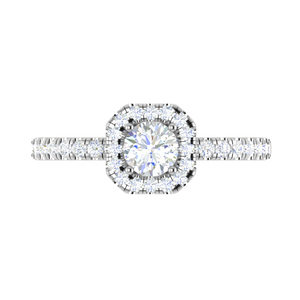 0.50 cts Square Halo Solitaire Diamond Shank Platinum Ring JL PT RH RD 198   Jewelove.US