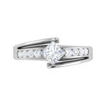 Load image into Gallery viewer, 0.50cts Princess Cut Solitaire Diamond Shank Platinum Ring JL PT WB5916E   Jewelove.US
