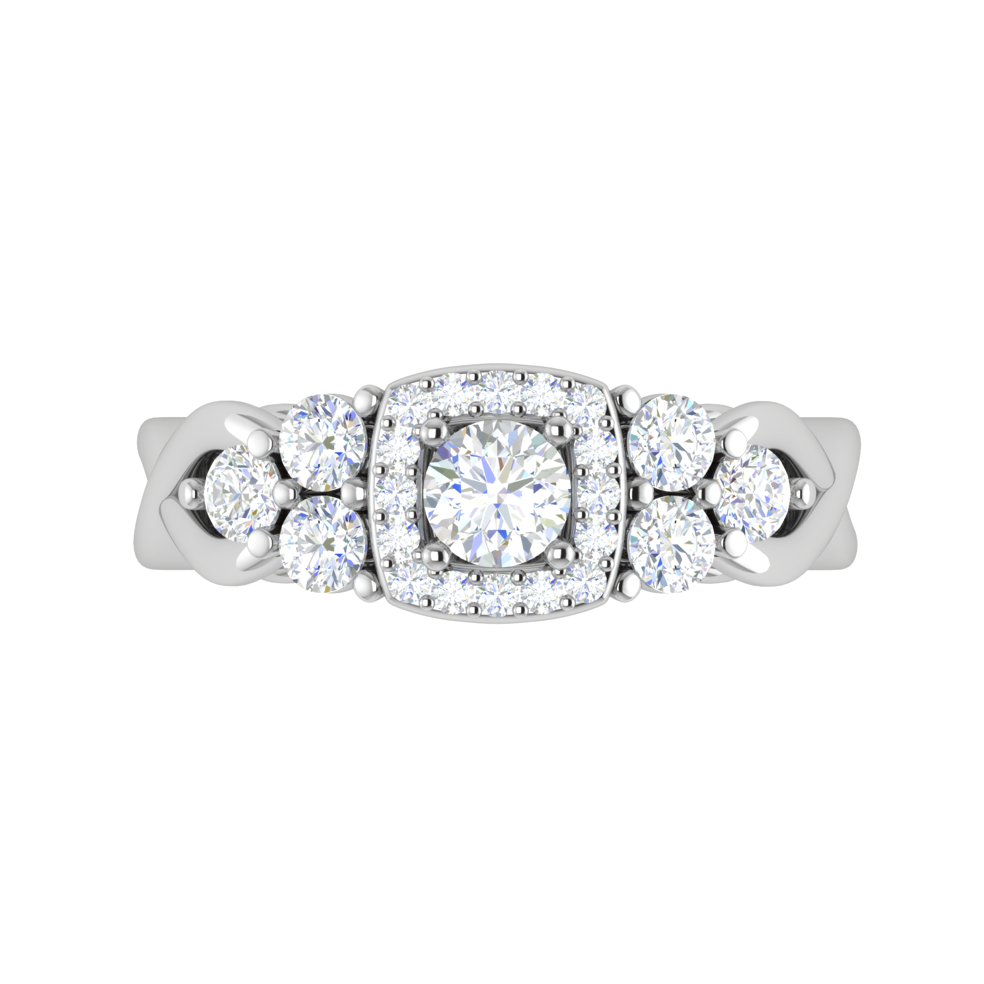 0.50 cts Solitaire Square Halo Diamond Accents Platinum Ring JL PT RH RD 272   Jewelove.US