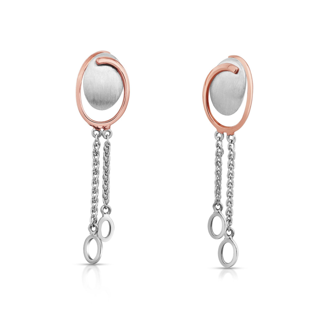 Evara Platinum Rose Gold Earrings for Women JL PT E 259   Jewelove.US