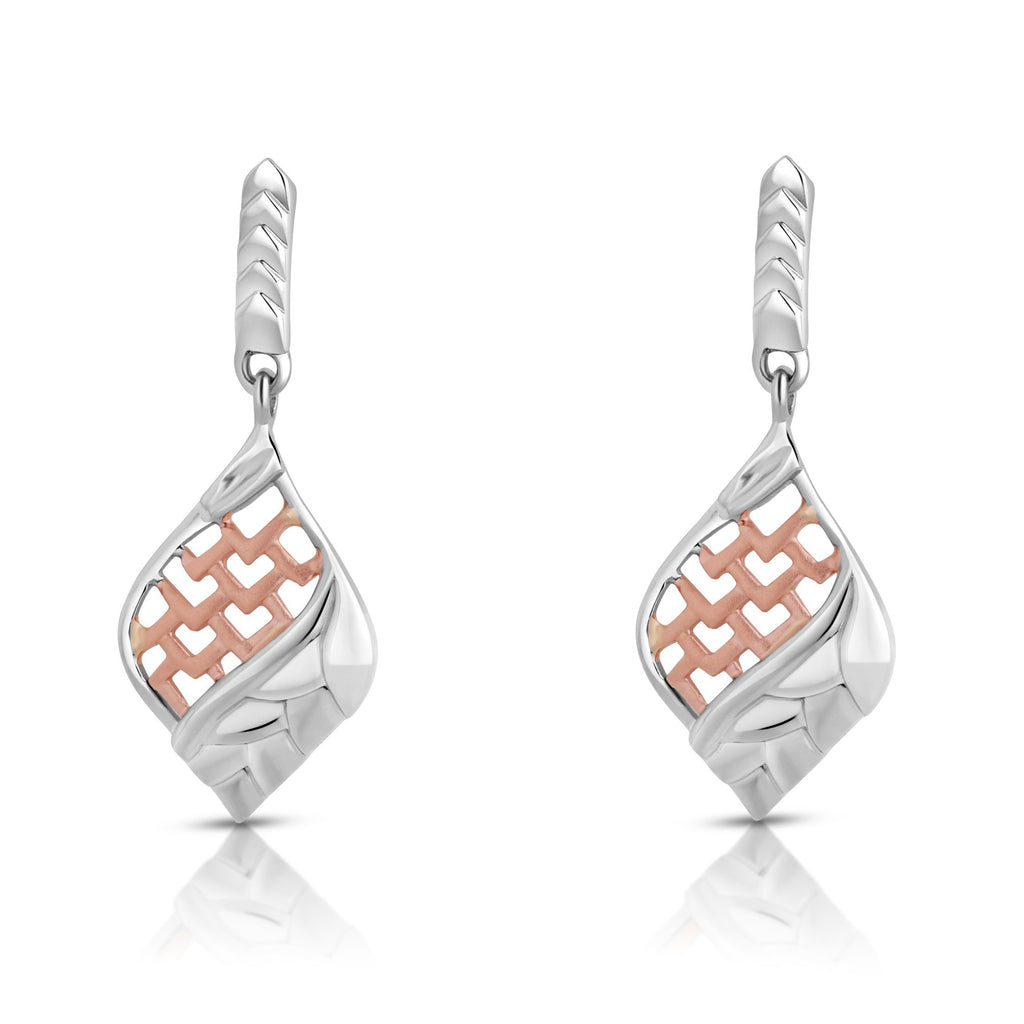 Evara Platinum Rose Gold Earrings for Women JL PT E 260   Jewelove.US