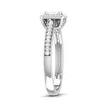 Load image into Gallery viewer, 0.30 cts. Princess Cut Diamond Halo Diamond Shank Platinum Solitaire Engagement Ring JL PT RP RD 111   Jewelove.US
