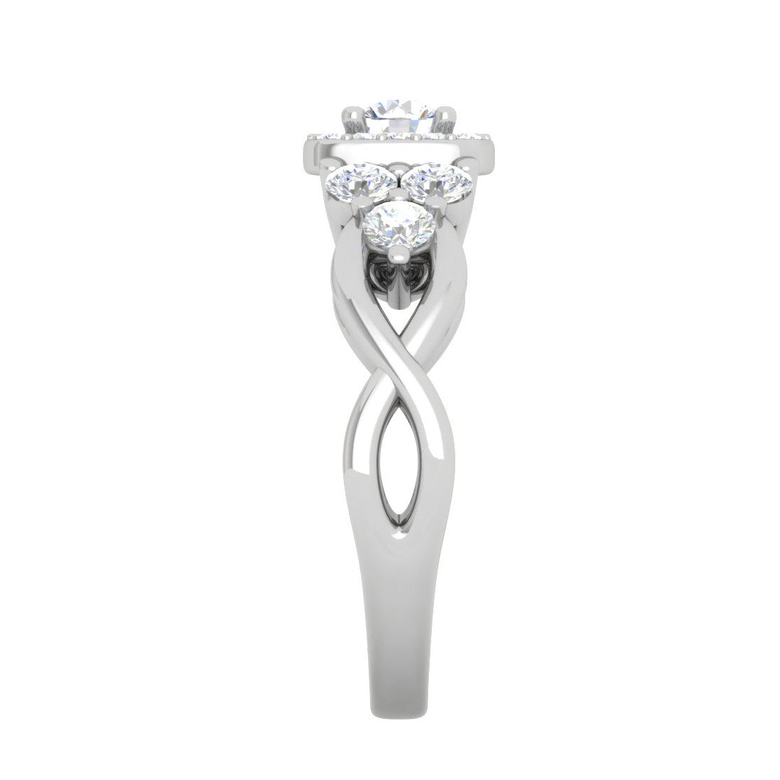 0.50 cts Solitaire Square Halo Diamond Accents Platinum Ring JL PT RH RD 272   Jewelove.US