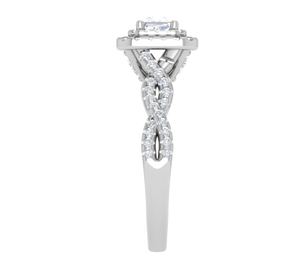 0.50 cts Princess Square Double Halo Twisted Shank Cut Solitaire Platinum Ring JL PT RH PR 260   Jewelove.US