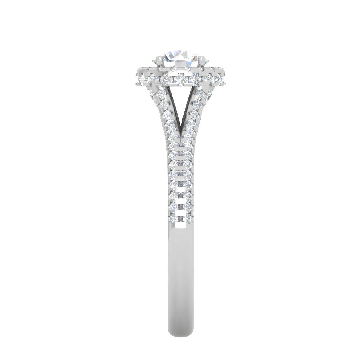 0.50 cts Solitaire Double Halo Diamond Split Shank Platinum Ring JL PT RH RD 242   Jewelove.US