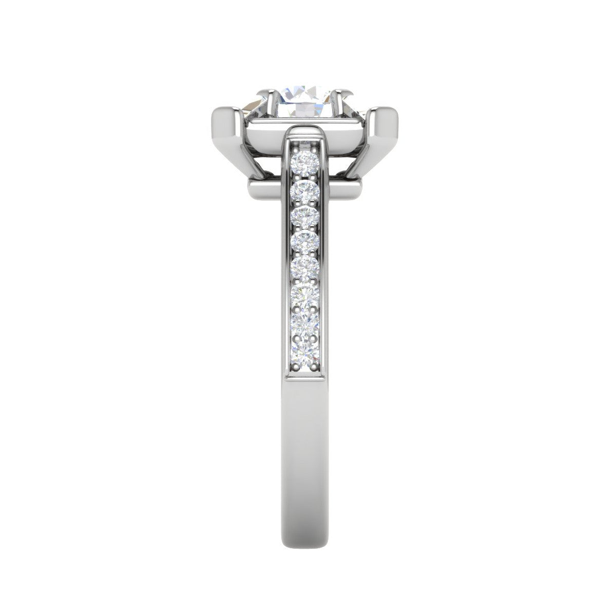 0.50 cts Solitaire Square Halo Diamond with Shank Platinum Ring JL PT RH RD 279   Jewelove.US