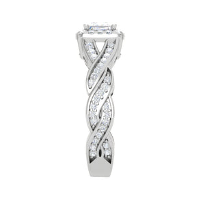 0.40cts Princess Cut Solitaire Square Halo Diamond Twisted Shank Platinum Ring for Women JL PT RV PR 149   Jewelove.US