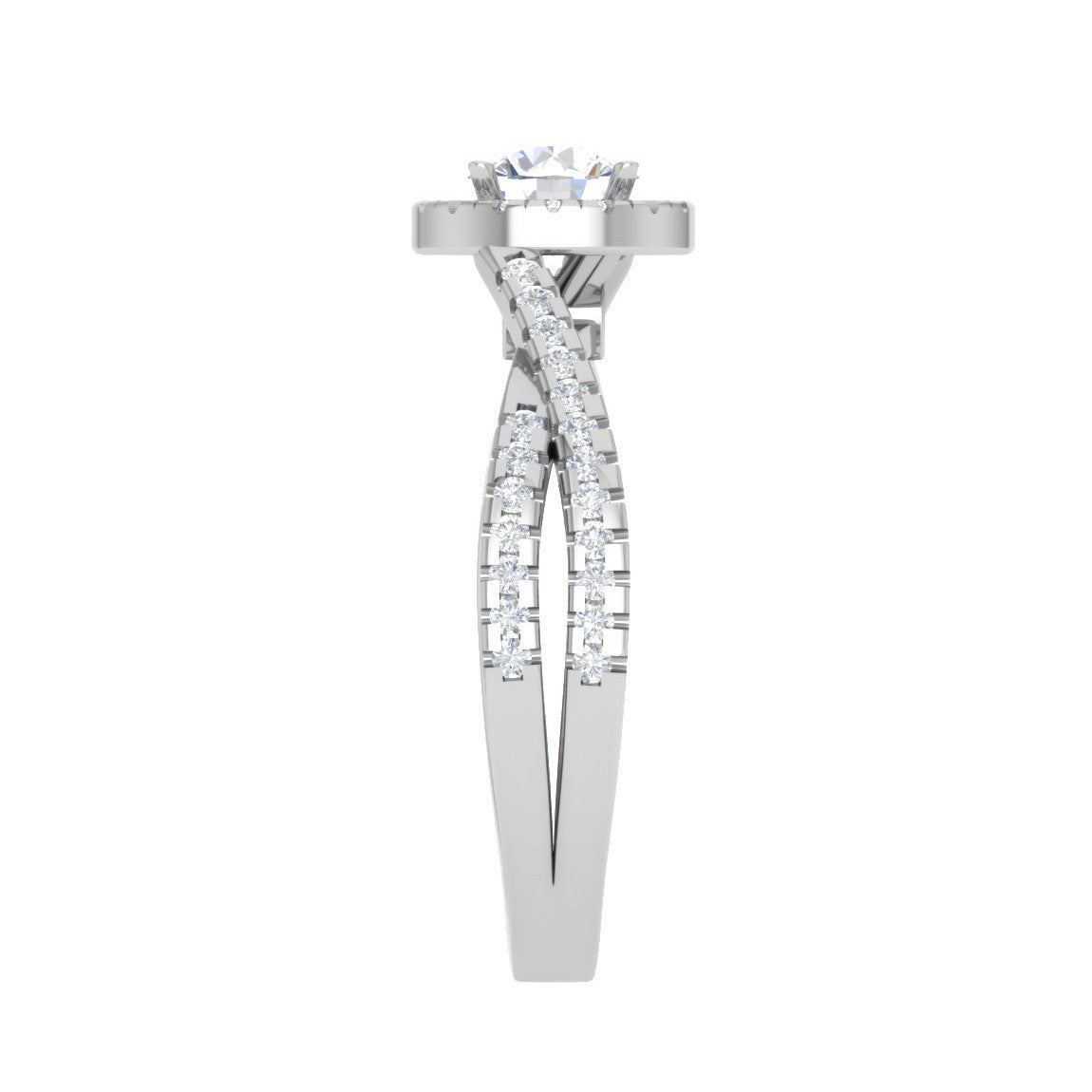 0.50 cts Solitaire Halo Diamond Twisted Shank Platinum Ring JL PT RP RD 132   Jewelove.US