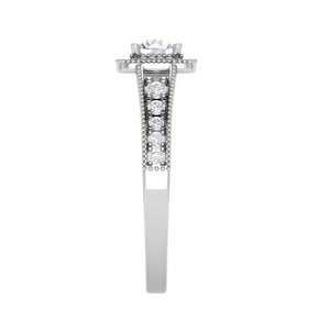 0.50 cts Solitaire Square Halo Diamond Shank Platinum Ring JL PT RH RD 213   Jewelove.US