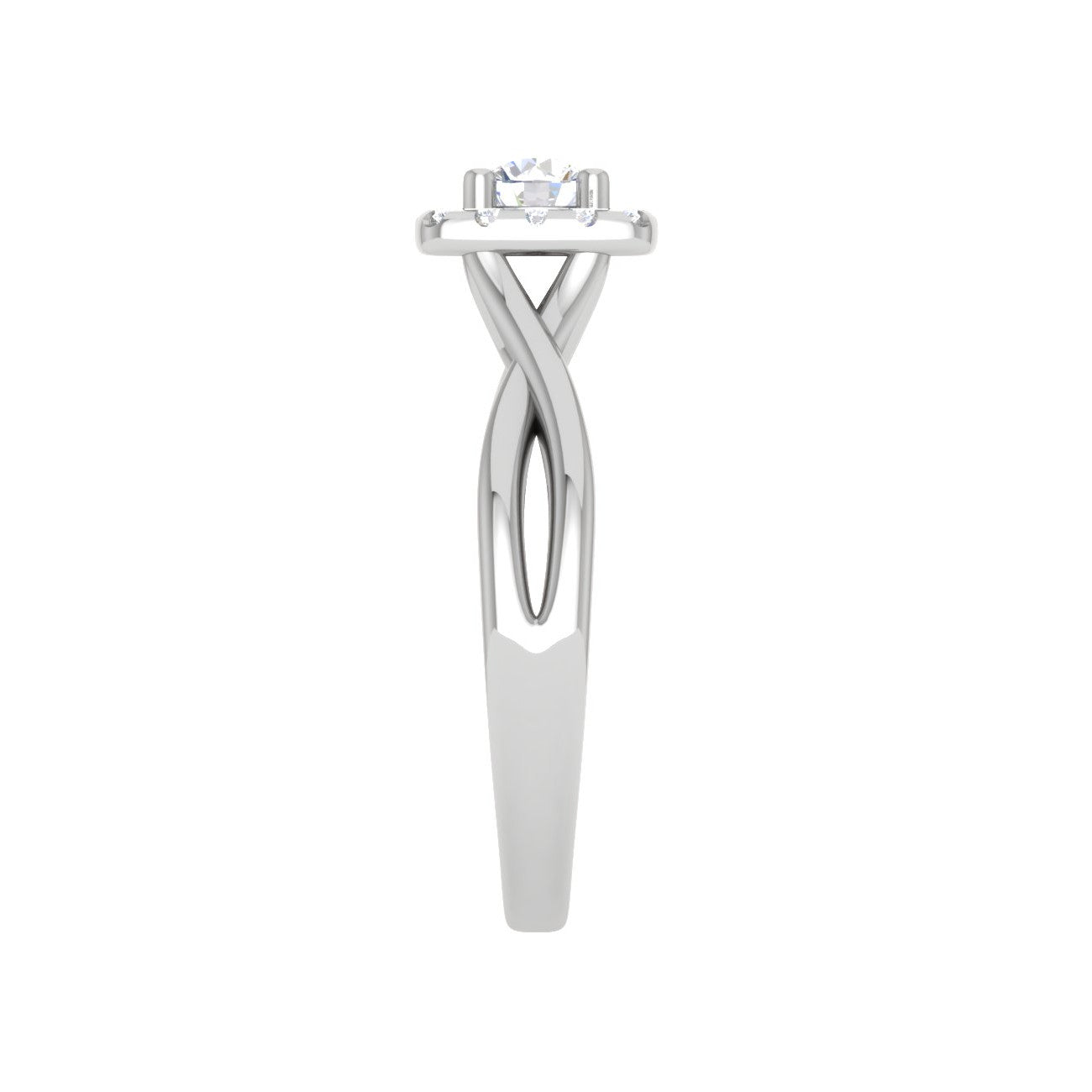 0.30 cts. Solitaire Square Halo Diamond Twisted Shank Platinum Ring JL PT JRW1332MM   Jewelove.US