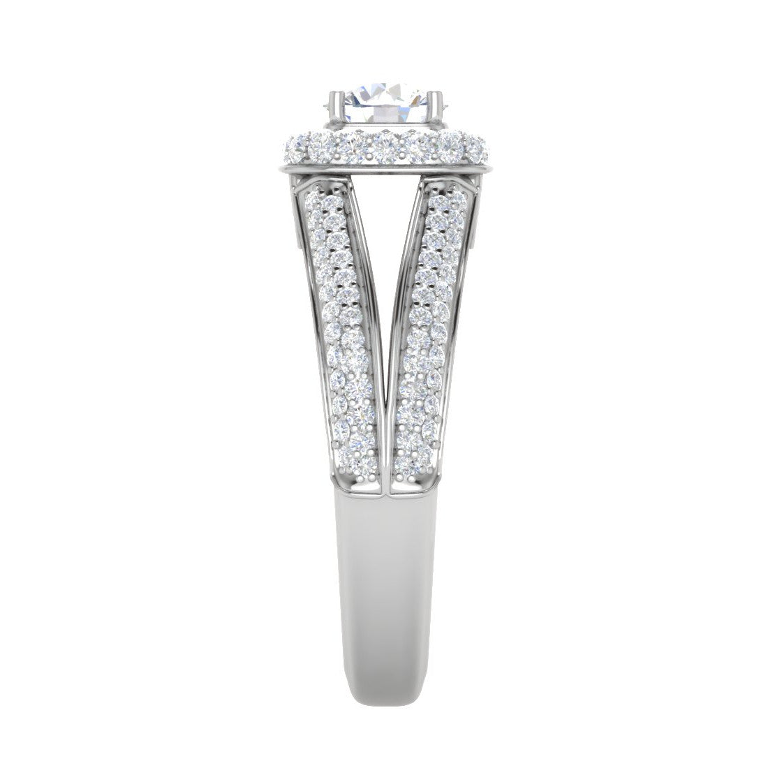 0.50 cts Solitaire Double Halo Diamond Split Shank Platinum Ring JL PT RH RD 196   Jewelove.US