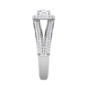 0.50 cts Solitaire Double Halo Diamond Split Shank Platinum Ring JL PT RH RD 196   Jewelove.US