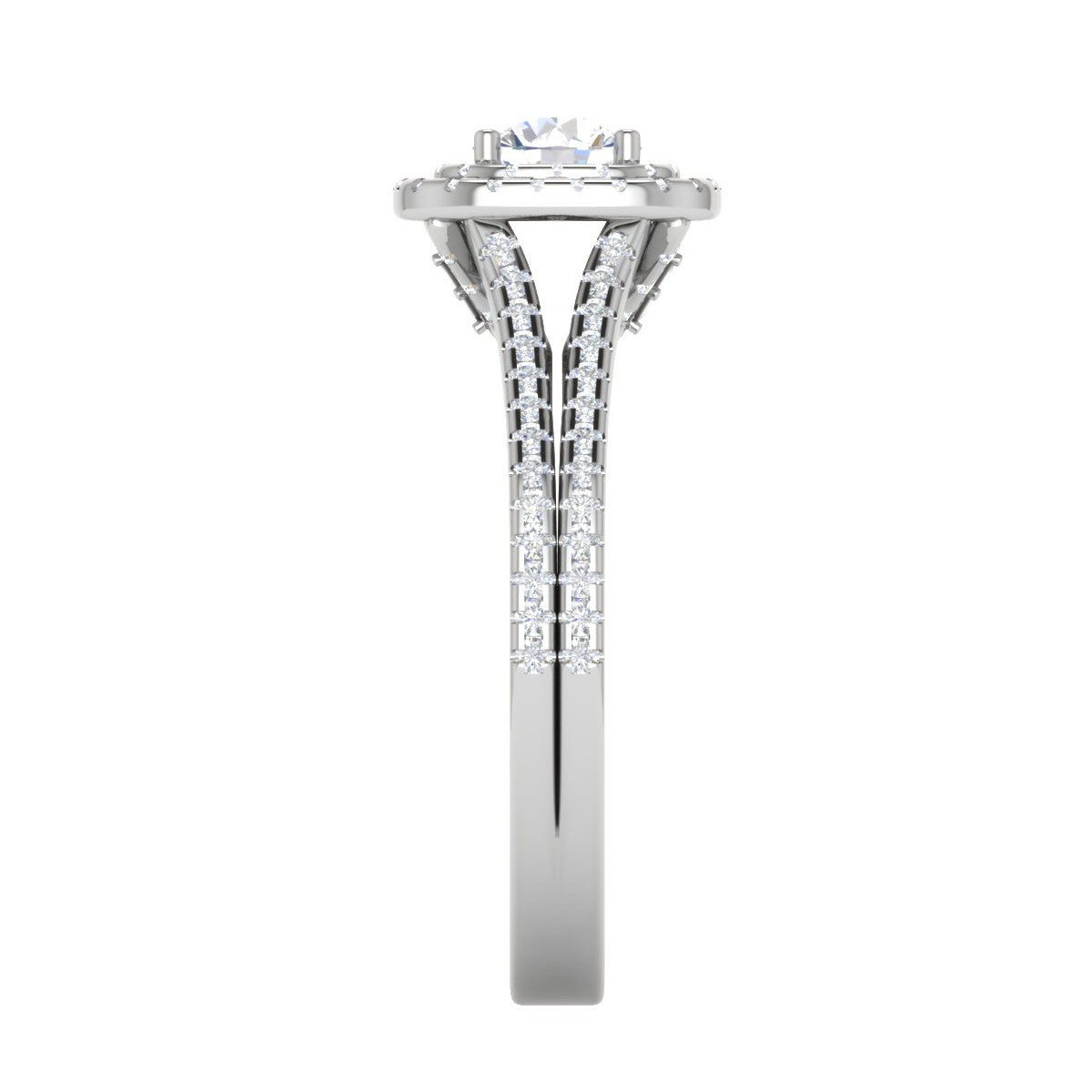 0.50 cts Solitaire Double Square Halo Diamond Split Shank Platinum Ring JL PT RH RD 269   Jewelove.US