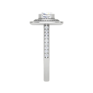 0.50 cts. Cushion Solitaire Double Halo Diamond Shank Platinum Ring JL PT RH CU 147   Jewelove.US