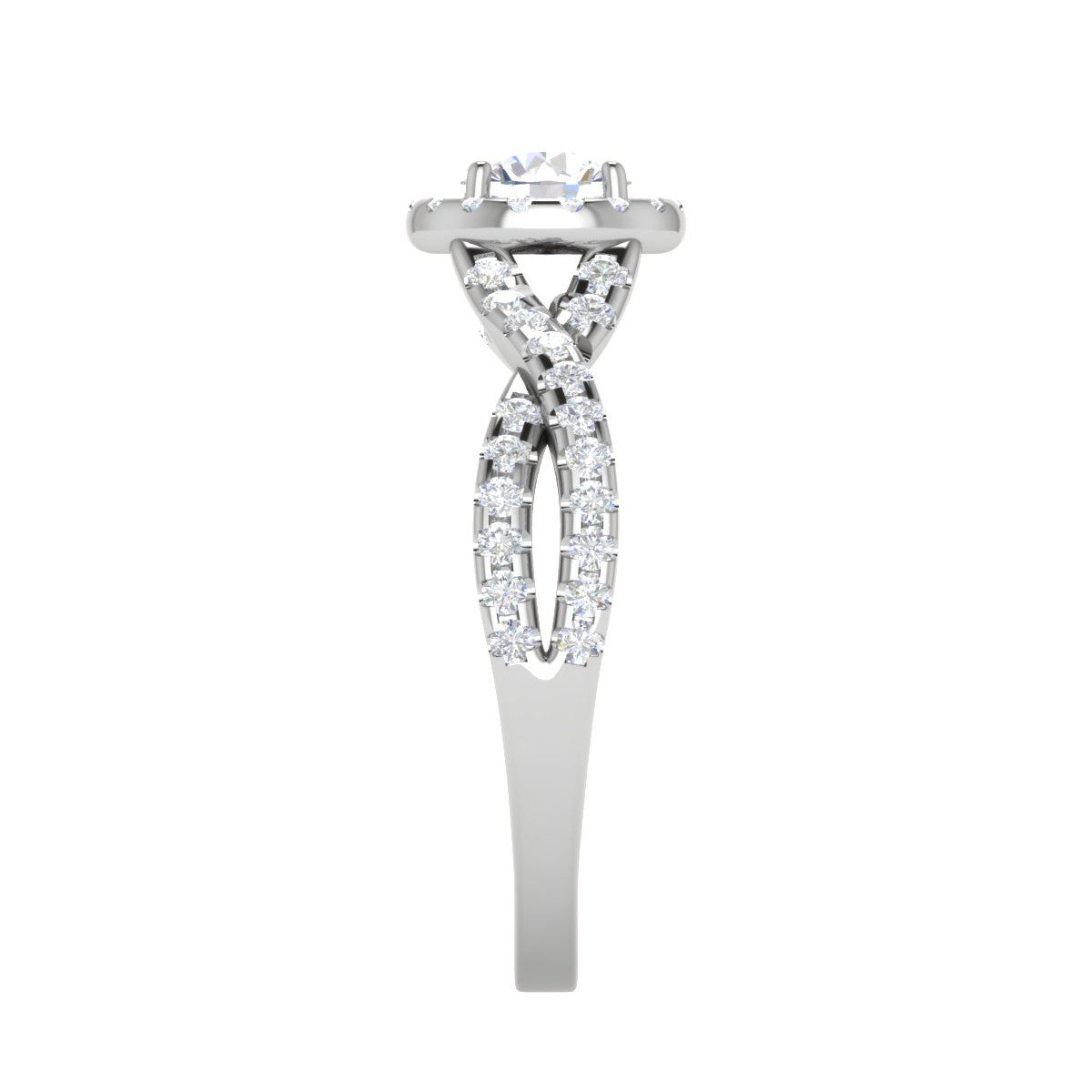 0.50 cts Solitaire Halo Diamond with Twisted Shank Platinum Ring JL PT RH RD 278   Jewelove.US