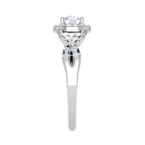 0.50 cts Solitaire Halo Diamond Twisted Shank Platinum Ring JL PT RP RD 217   Jewelove.US