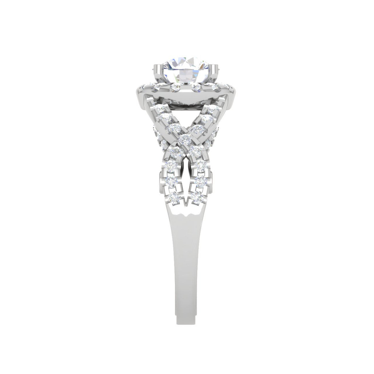 0.50cts Solitaire Halo Diamond Twisted Shank Platinum Ring JL PT EN7465WG   Jewelove.US