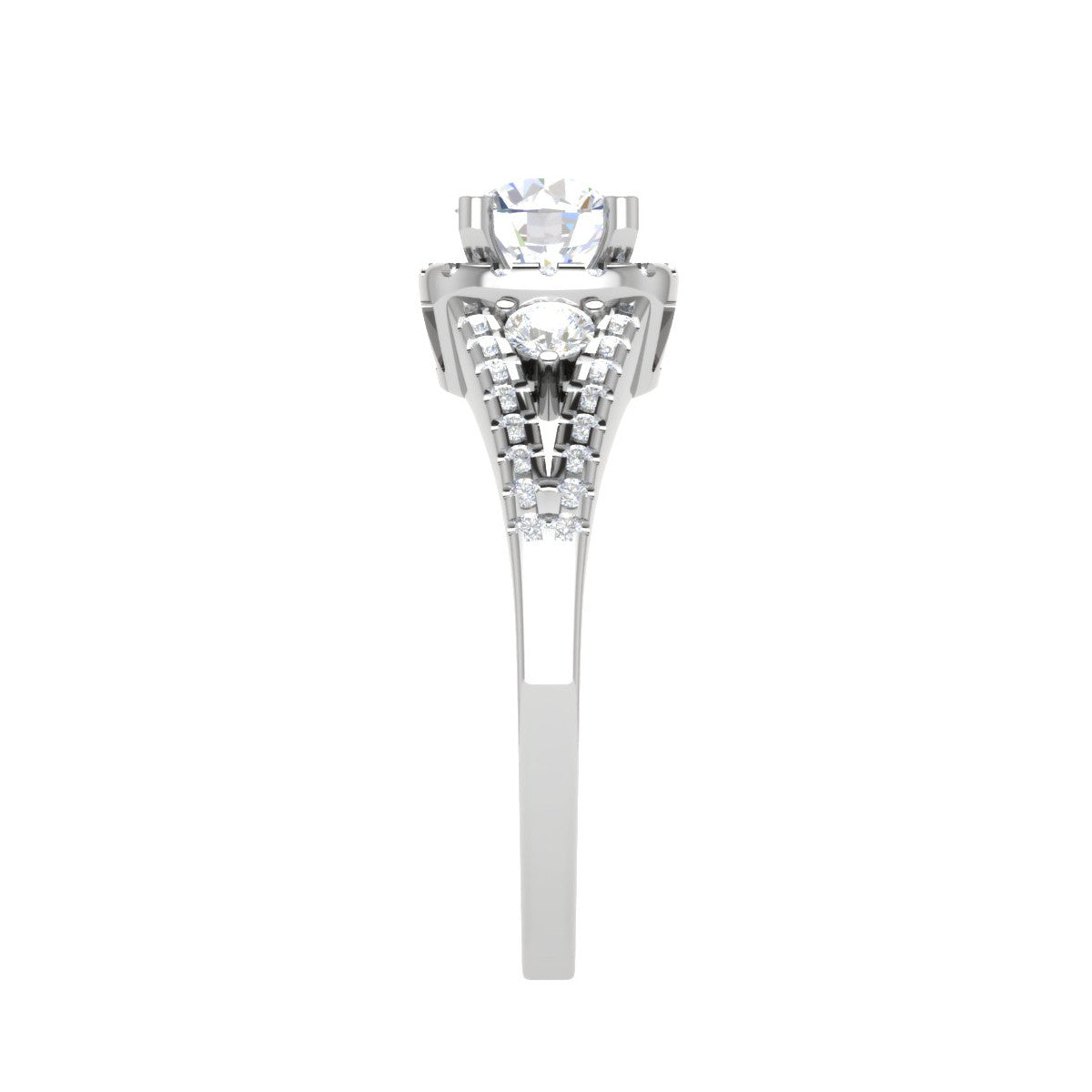 0.50 cts. Solitaire Platinum Halo Diamond Split Shank Engagement Ring  for Women JL PT WB6020   Jewelove