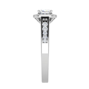 0.50 cts Solitaire Square Halo Diamond Shank Platinum Ring JL PT RH RD 171   Jewelove.US