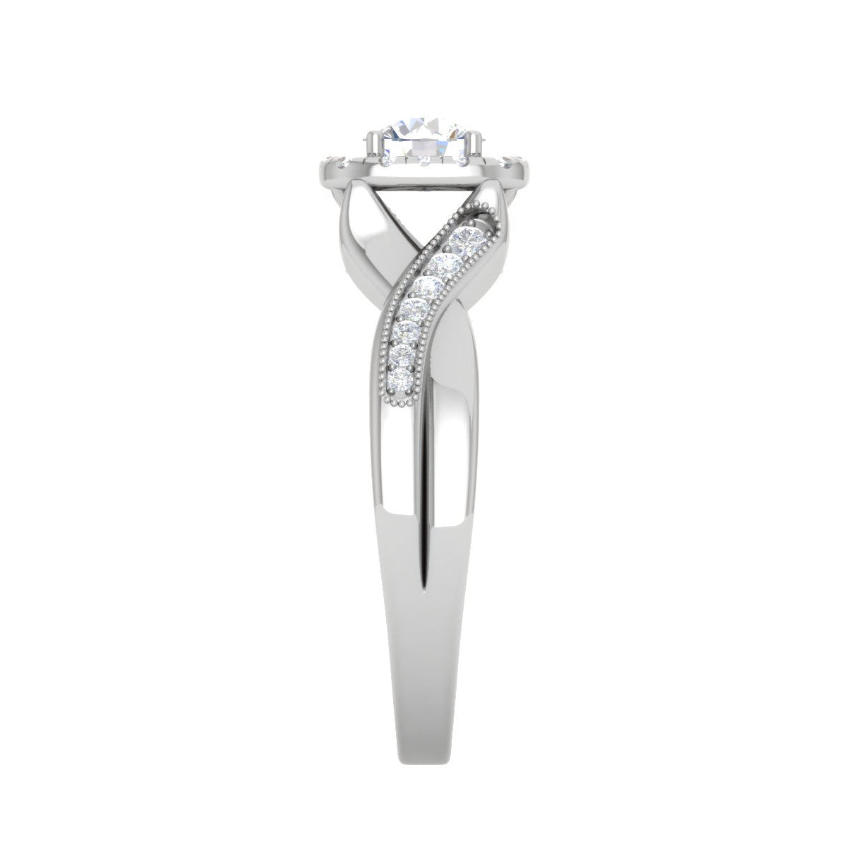 0.30 cts Solitaire Halo Diamond Single Twisted Shank Platinum Ring for Women JL PT RV RD 123   Jewelove