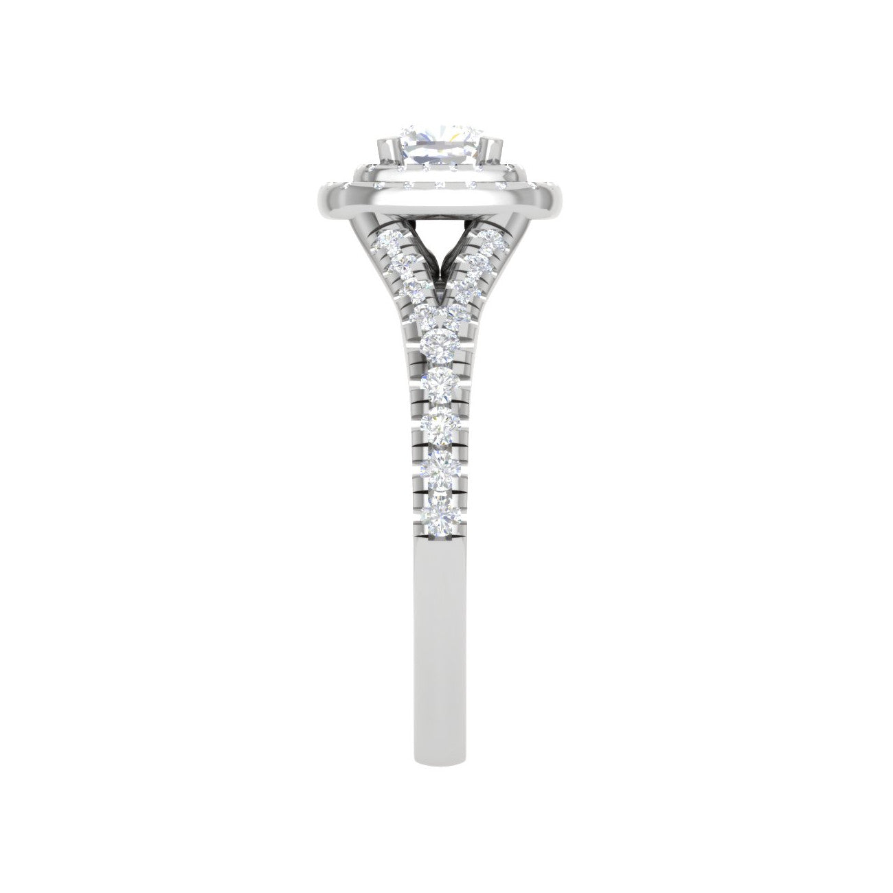 0.50 cts. Cushion Solitaire Double Halo Split Shank Platinum Ring JL PT RH CU 179   Jewelove.US