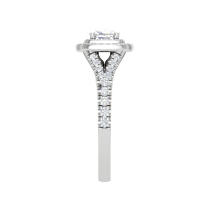 0.50 cts. Cushion Solitaire Double Halo Split Shank Platinum Ring JL PT RH CU 179   Jewelove.US