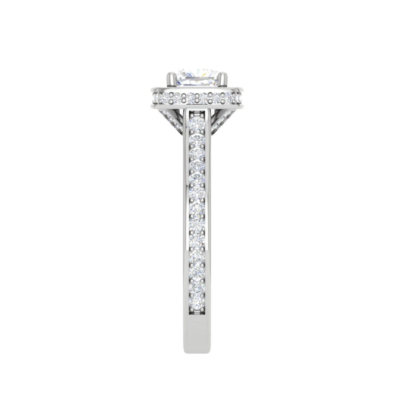 0.30cts. Cushion Solitaire Double Halo Diamond Shank Platinum Ring JL PT RH CU 168   Jewelove.US