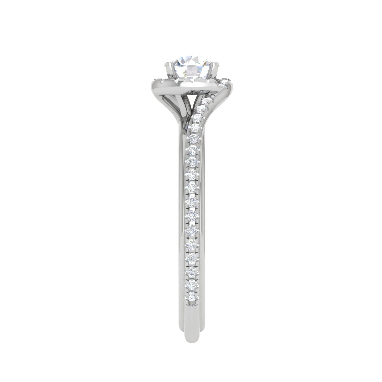 0.50 cts Solitaire Platinum Halo Diamond Shank Ring JL PT PR RD 176   Jewelove.US