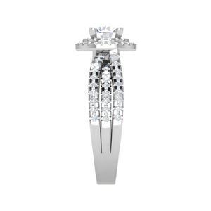 0.50 cts Solitaire Double Halo Diamond Split Shank Platinum Ring JL PT RH RD 214   Jewelove.US