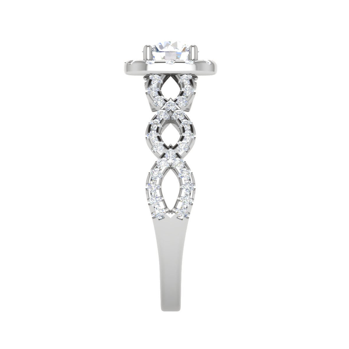 0.50 cts Solitaire Halo Diamond Twisted Shank Platinum Ring JL PT RH RD 265   Jewelove.US