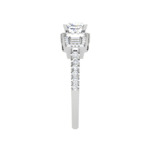 0.50cts. Cushion Solitaire with Emerald Cut Diamond Platinum Ring JL PT R3 CU 175   Jewelove.US