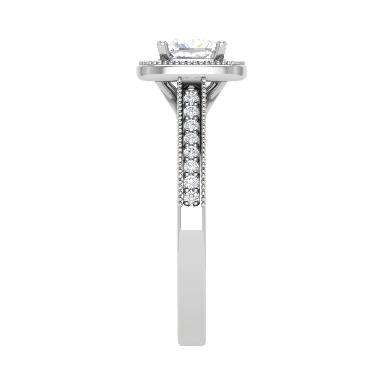 0.50 cts Solitaire Square Halo Diamond Shank Platinum Ring JL PT RH RD 170   Jewelove.US