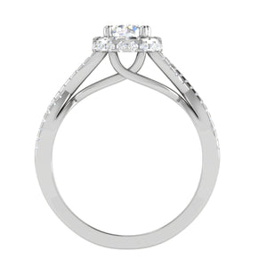 0.50 cts Solitaire Double Halo Diamond Twisted Shank Platinum Diamond Ring JL PT RH RD 174   Jewelove.US