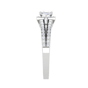 0.30 cts. Princess Cut Diamond Halo Diamond Split Shank Platinum Solitaire Engagement Ring JL PT WB5999E   Jewelove.US