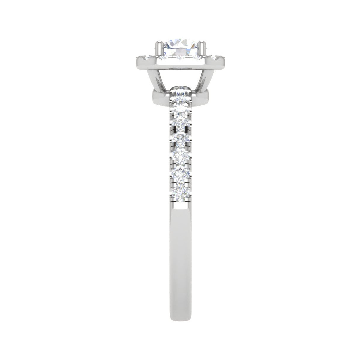 0.50 cts Square Halo Solitaire Diamond Shank Platinum Ring JL PT RH RD 198   Jewelove.US