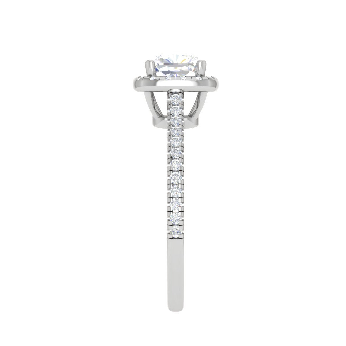 0.50 cts. Cushion Solitaire Halo Diamond Shank Platinum Ring JL PT RH CU 138   Jewelove.US