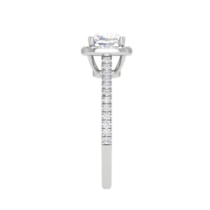 0.50 cts. Cushion Solitaire Halo Diamond Shank Platinum Ring JL PT RH CU 138   Jewelove.US