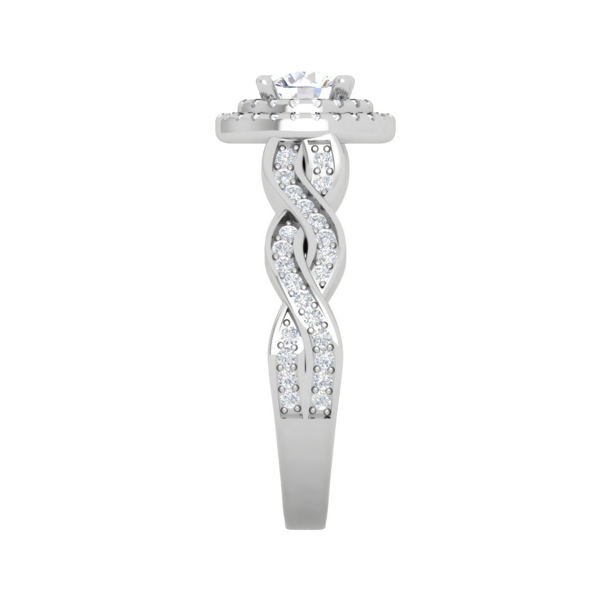 0.50 cts Solitaire Double Halo Diamond with Twisted Shank Platinum Ring JL PT RH RD 275   Jewelove.US