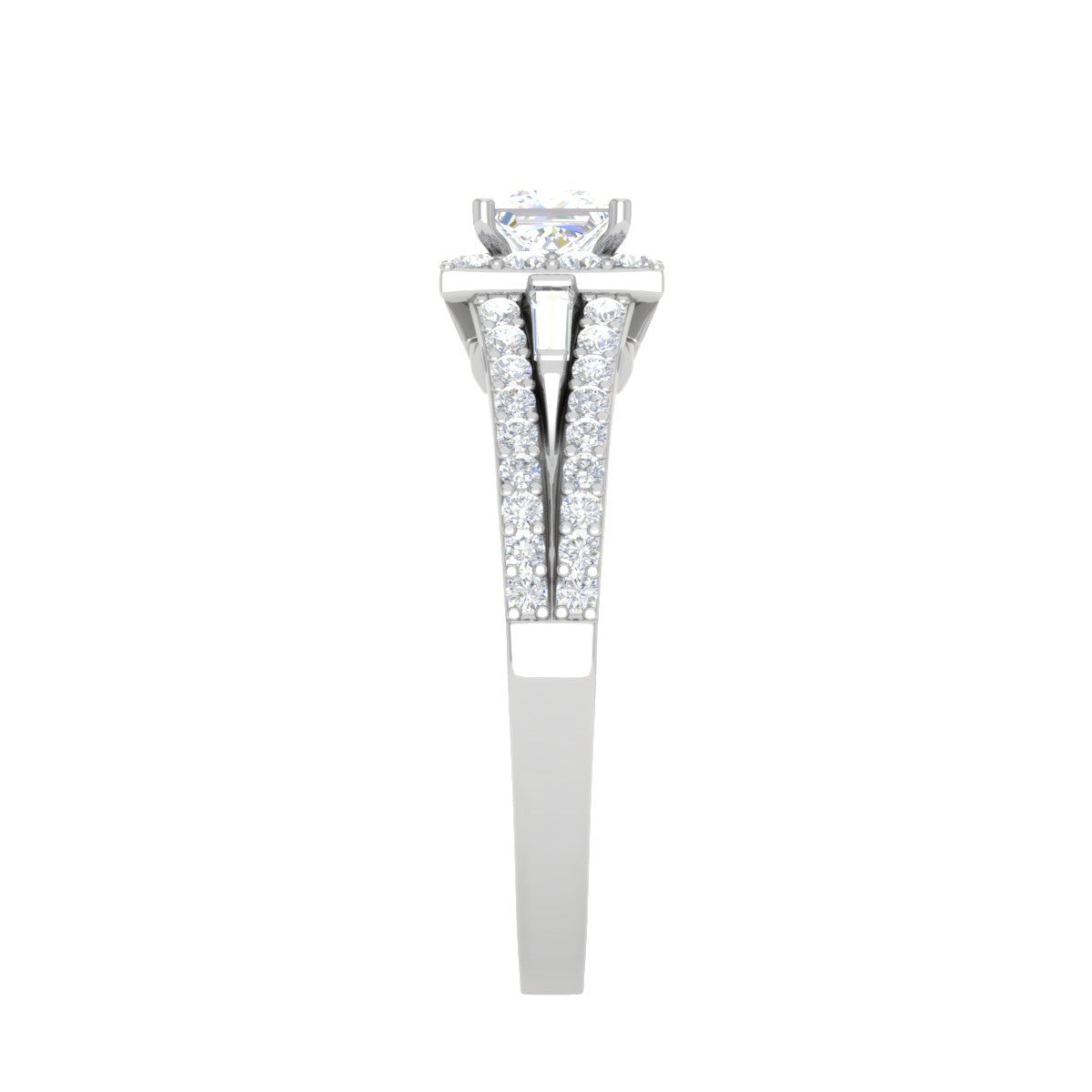 0.50 cts. Princess Cut Solitaire Halo Split Shank Platinum Engagement Ring JL PT JRW084608   Jewelove.US