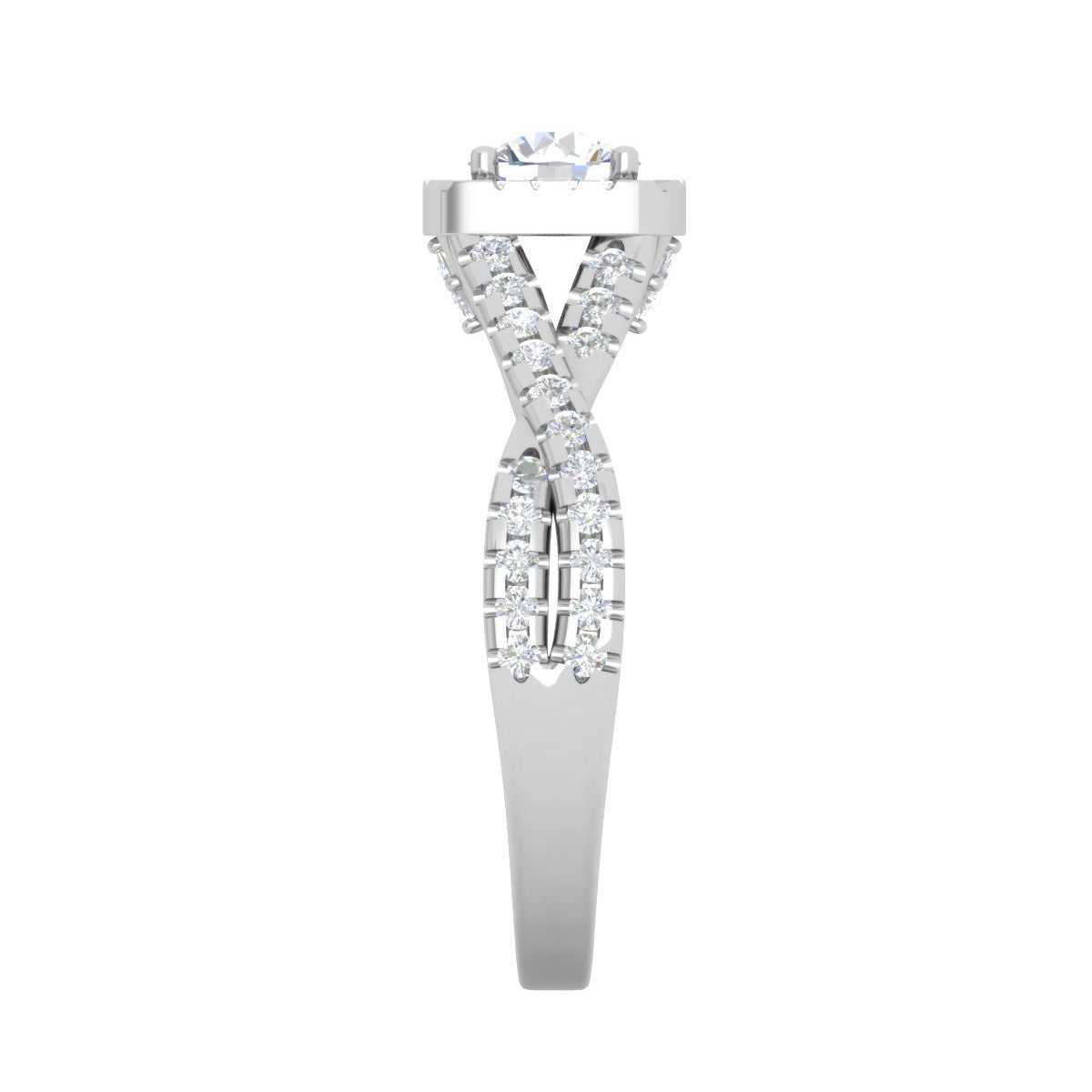 0.50 cts Solitaire Square Halo Diamond Twisted Shank Platinum Ring JL PT RH RD 261   Jewelove.US