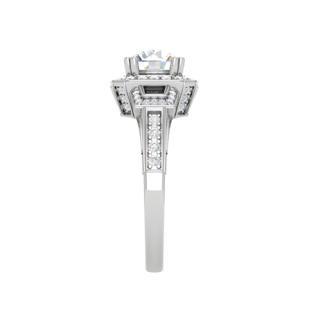 Designer 0.50cts Solitaire Halo Diamond Split Shank Platinum Ring JL PT EN7160-1WG   Jewelove.US